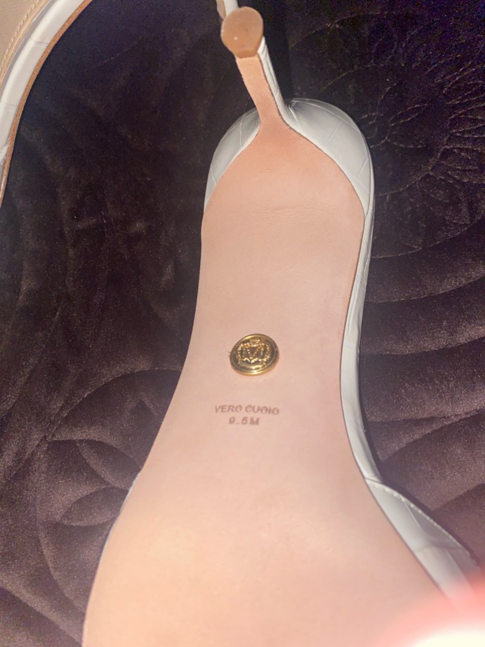 Veronica Beard Ivory Croc-Embossed Slide Mules - Picture 5 of 11